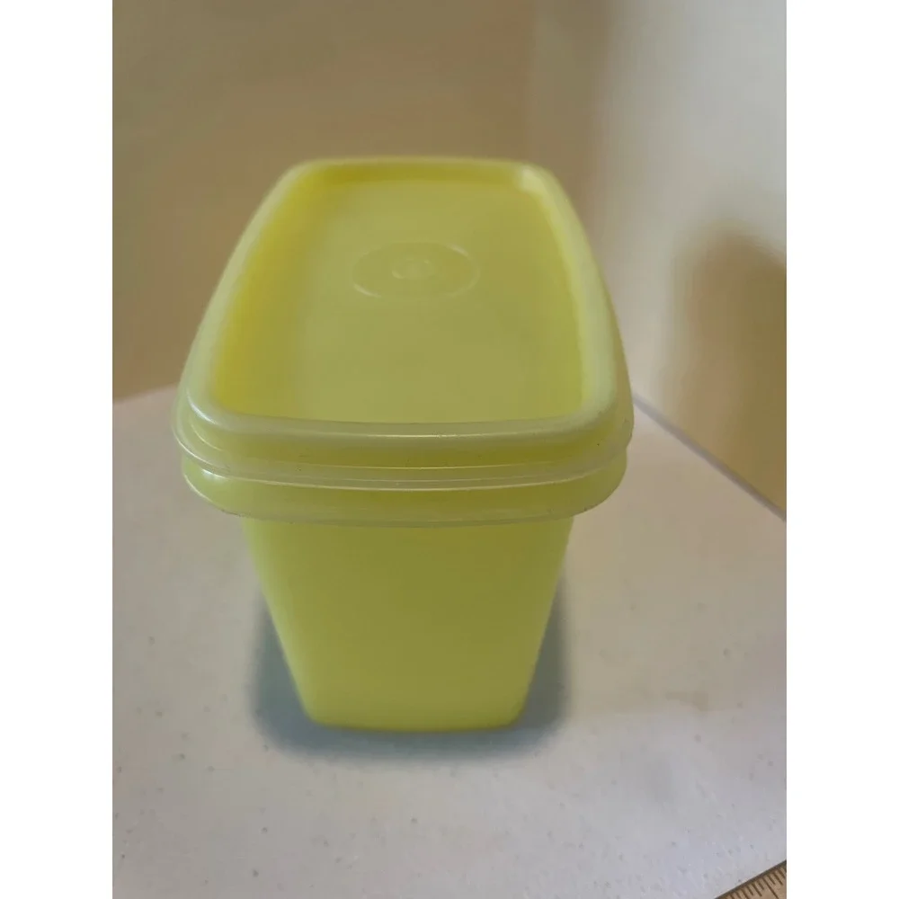 Vintage Tupperware Yellow Rectangular Food Storage Container with Lid 6x3.5x4.5